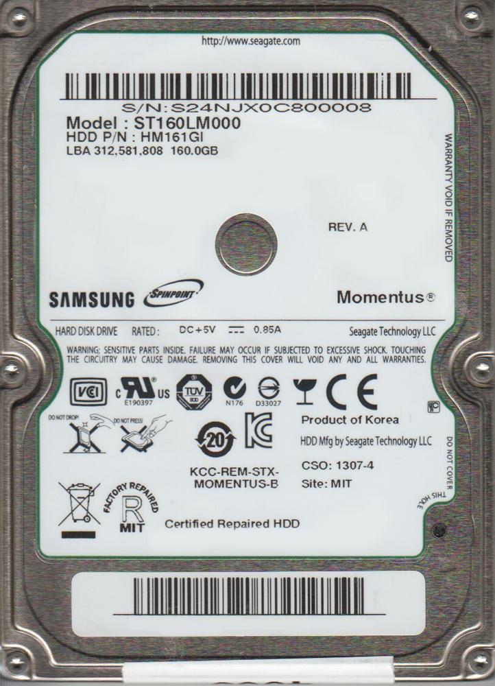 HM161GI Samsung Spinpoint M7E 160GB 5400RPM SATA 3Gbps 8MB Cache 2.5-inch Internal Hard Drive