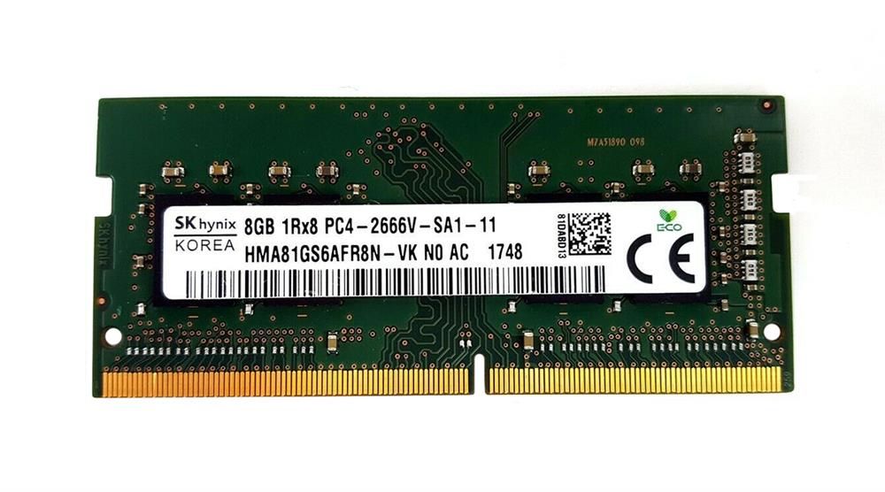 HMA81GS6AFR8N-VK Hynix 8GB PC4-21300 DDR4-2666MHz non-ECC Unbuffered CL19 260-Pin SoDimm 1.2V Single Rank Memory Module