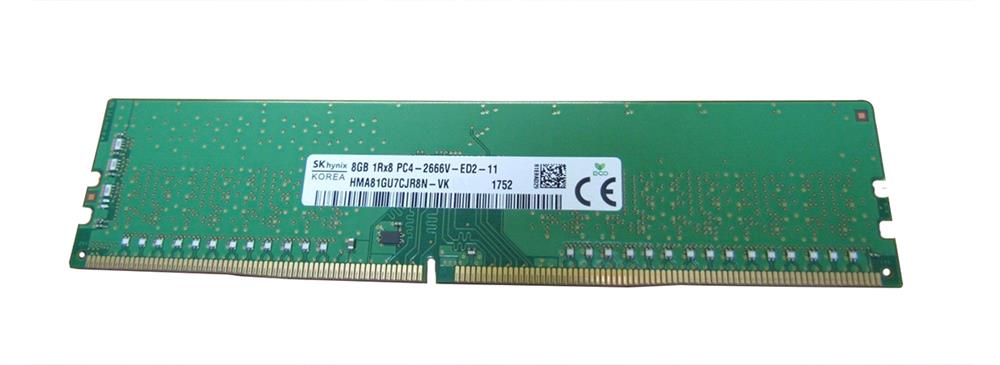 HMA81GU7CJR8N-VK Hynix 8GB PC4-21300 DDR4-2666MHz ECC Unbuffered CL19 288-Pin DIMM 1.2V Single Rank Memory Module