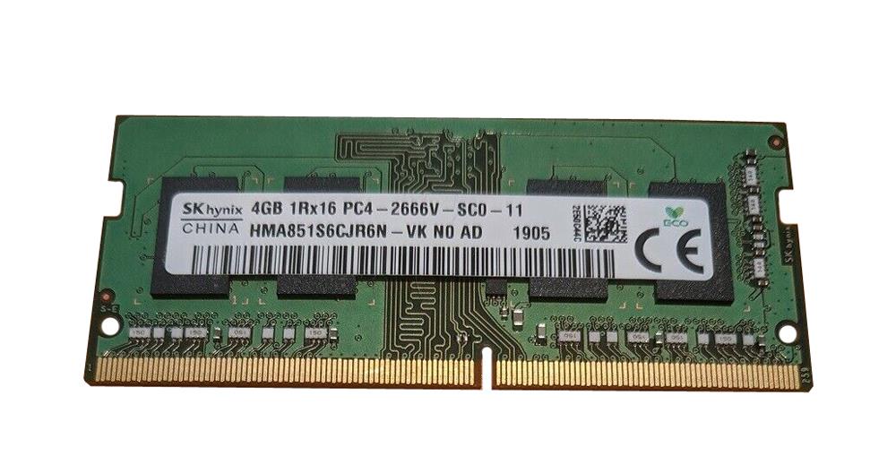 HMA851S6CJR6N-VK Hynix 4GB PC4-21300 DDR4-2666MHz non-ECC Unbuffered CL19 260-Pin SoDimm 1.2V Single Rank Memory Module