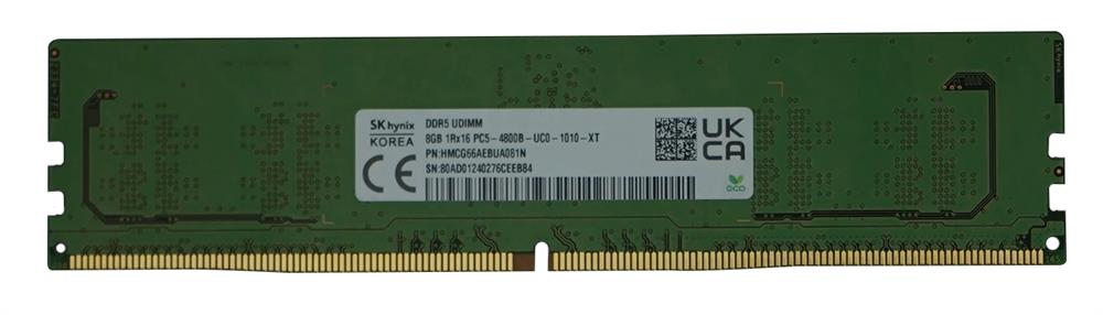 HMCG66AEBUA081N Hynix 8GB PC5-38400 DDR5-4800MHz Non-ECC Unbuffered CL40 288-Pin UDIMM 1.1V Single Rank Memory Module