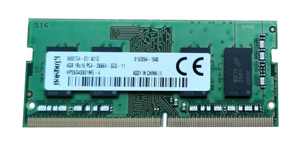 HP26D4S9S1ME-4 Hynix 4GB PC4-21300 DDR4-2666MHz non-ECC Unbuffered CL19 260-Pin SoDimm 1.2V Single Rank Memory Module