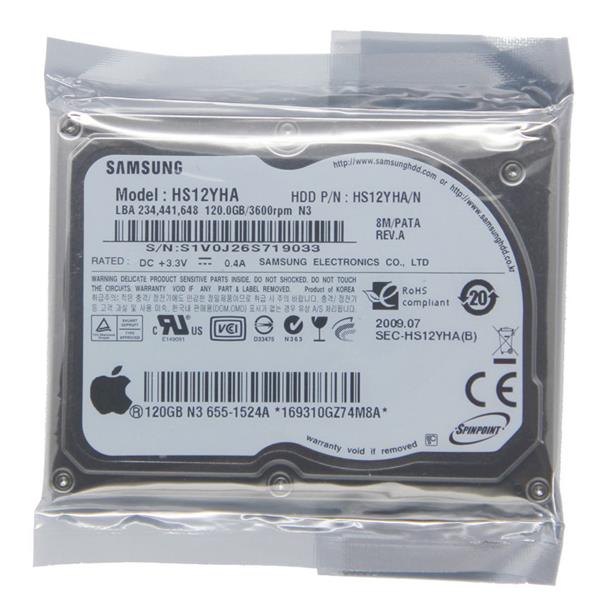 HS12YHA/N Samsung Spinpoint N3A 120GB 3600RPM ATA-66 (ZIF) 8MB Cache 1.8-inch Internal Hard Drive