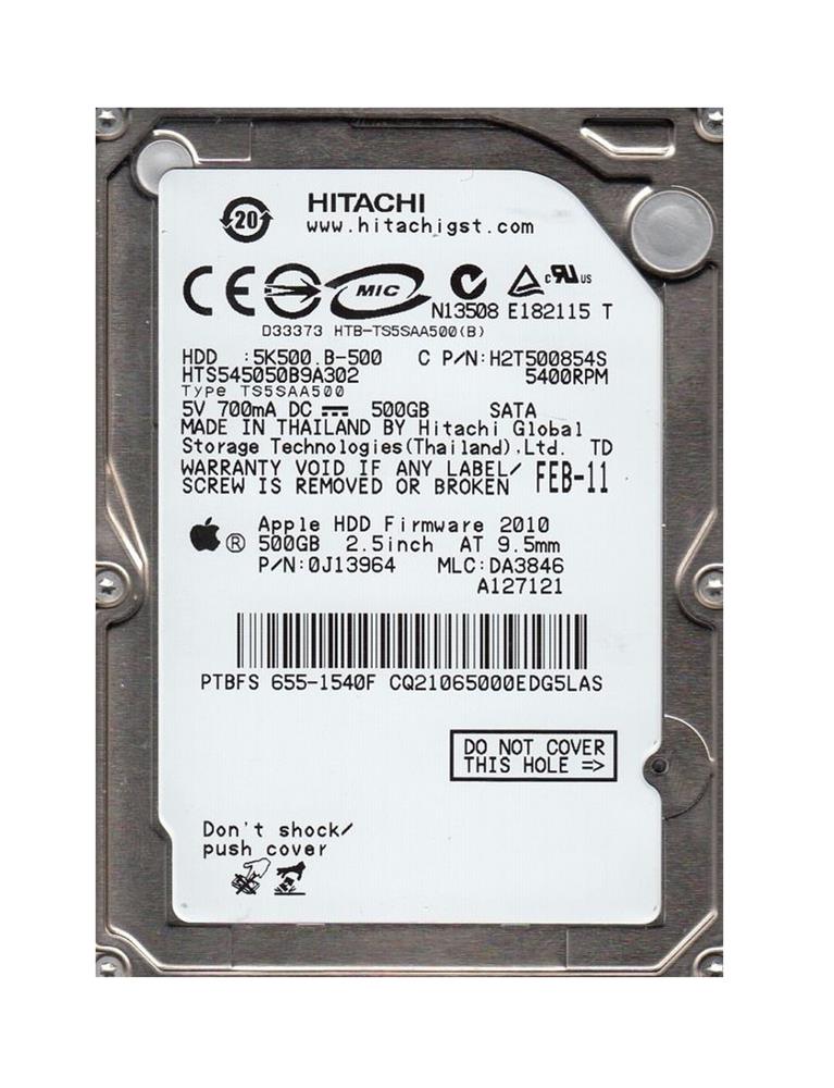 HTS545050B9A302 HGST Hitachi Travelstar 5K500.B 500GB 5400RPM SATA 3Gbps 8MB Cache 2.5-inch Internal Hard Drive