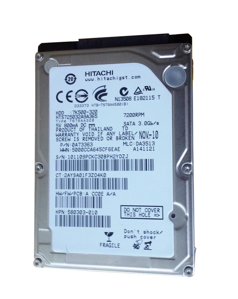 HTS723232A7A365 HGST Hitachi Travelstar Z7K320 320GB 7200RPM SATA 3Gbps 16MB Cache (TCG Opal) 2.5-inch Internal Hard Drive