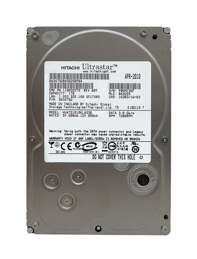 HGST IMSource HUA721010KLA330 1TB SATA 7.2K U/min 8,9 Cm