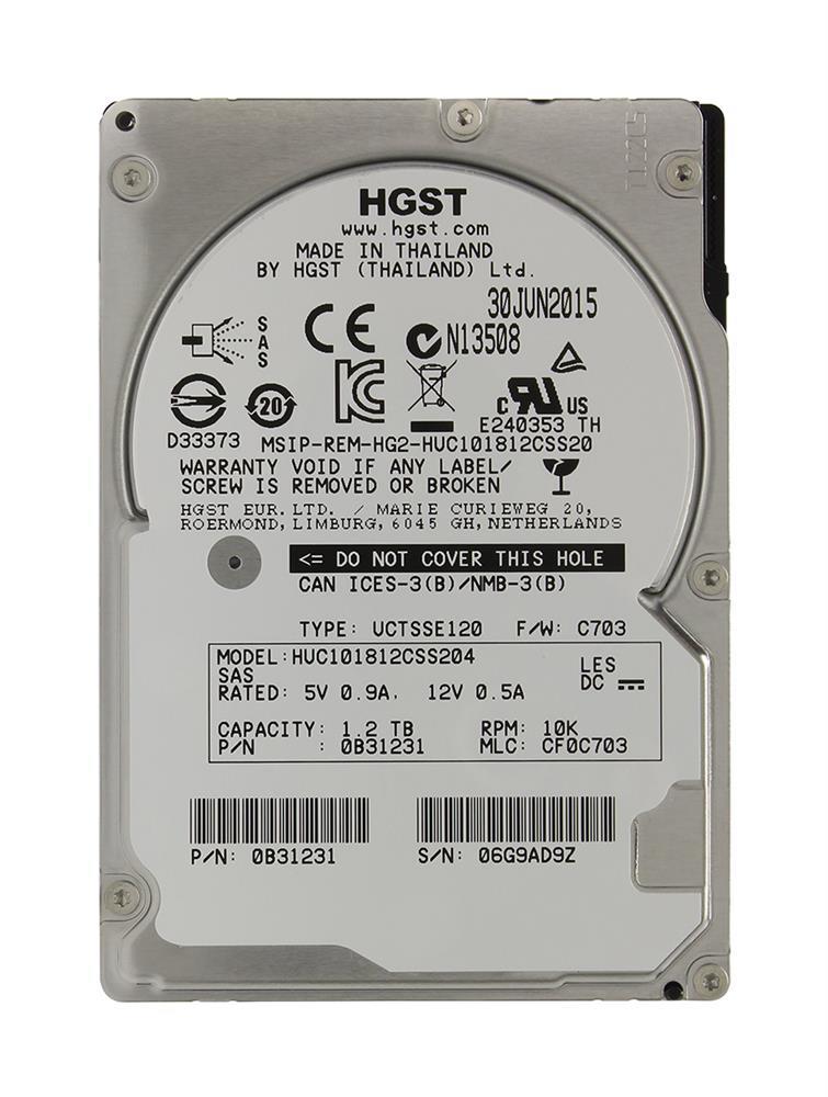 HUC101812CS4204-1 HGST Hitachi Ultrastar C10K1800 1.2TB 10000RPM SAS 12Gbps 128MB Cache (SE / 512e) 2.5-inch Internal Hard Drive 