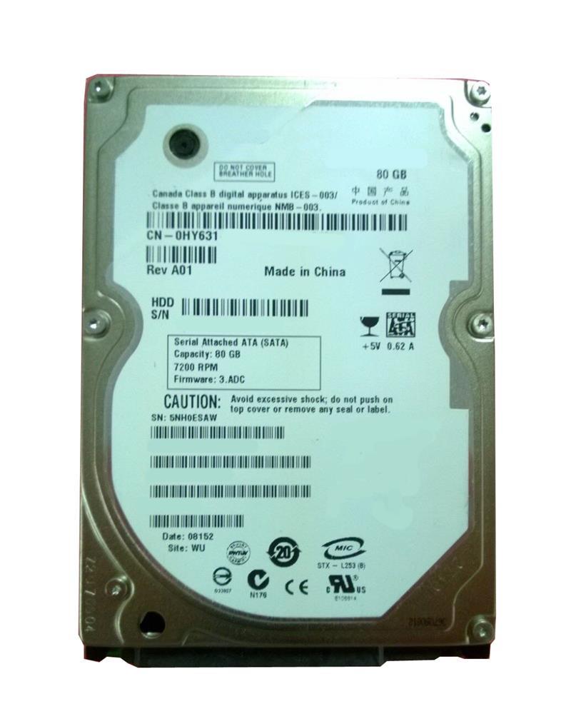HY631 Dell 80GB 7200RPM SATA 3Gbps 8MB Cache 2.5-inch Internal Hard Drive