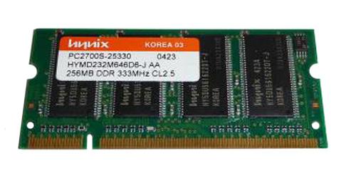 HYMD232M646D6-J AA Hynix 256MB PC2700 DDR-333MHz non-ECC Unbuffered CL2.5 200-Pin SoDimm Memory Module