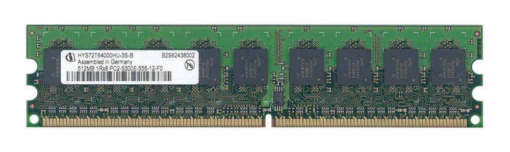 HYS72T64000HU-3S-B Infineon 512MB PC2-5300 DDR2-667MHz ECC Unbuffered CL5 240-Pin DIMM Single Rank Memory Module