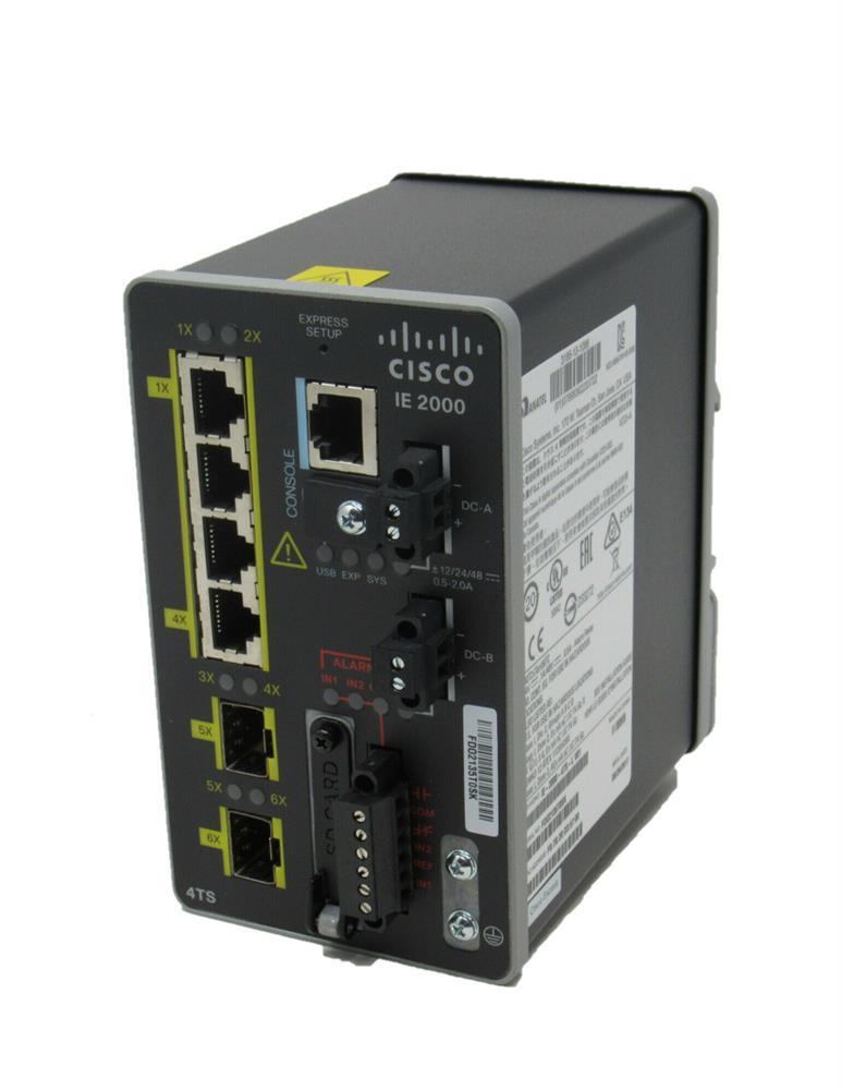 IE-2000-4TS-L Cisco IE-2000-4TS-B 4-Ports RJ-45 10/100/1000Base-T USB Manageable Layer2 Desktop and Rail-Mountable Ethernet Switch with 2x Shared SFP Slots (Refurbished)