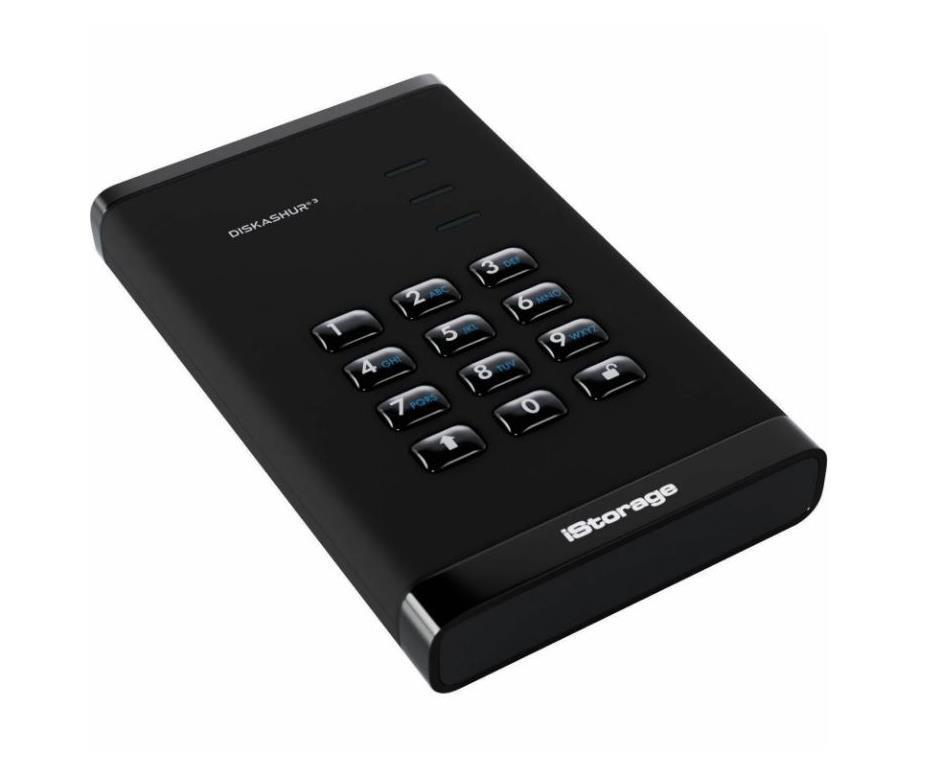 IS-DA3-256-5000-R iStorage DiskAshur3 5TB 256-Bit USB 3.2 Gen 1 Type C 2.5-inch External Hard Drive (Black)