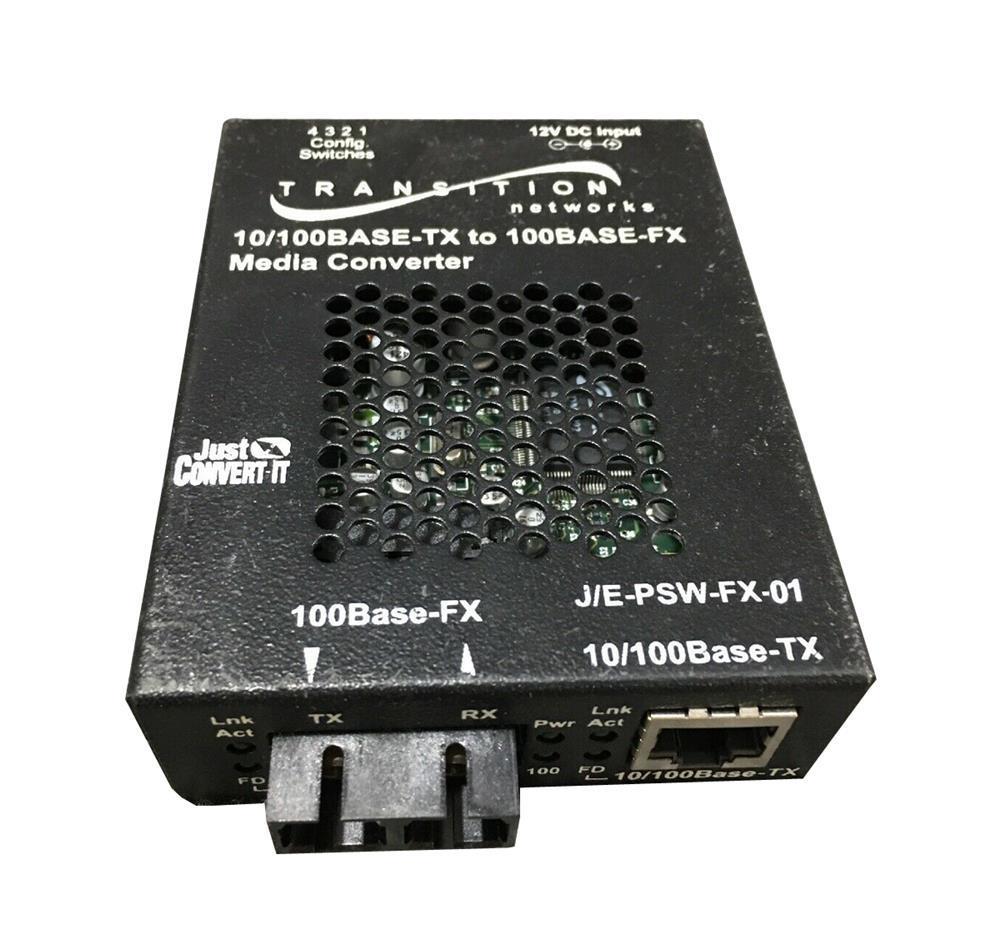 J/E-PSW-FX-01(SC) Transition Networks Just Convert-IT 10/100Base-TX to 100Base-FX Bridging 1x RJ-45 1x SC 10/100Base-TX Media Converter