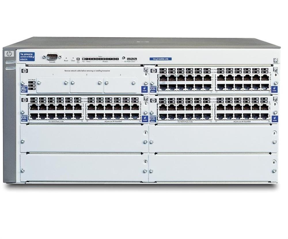 J4865A#ABB HP ProCurve 4108GL Networking Ethernet Switch 8-Slot Chassis with 1 Power Supply Module (Refurbished)
