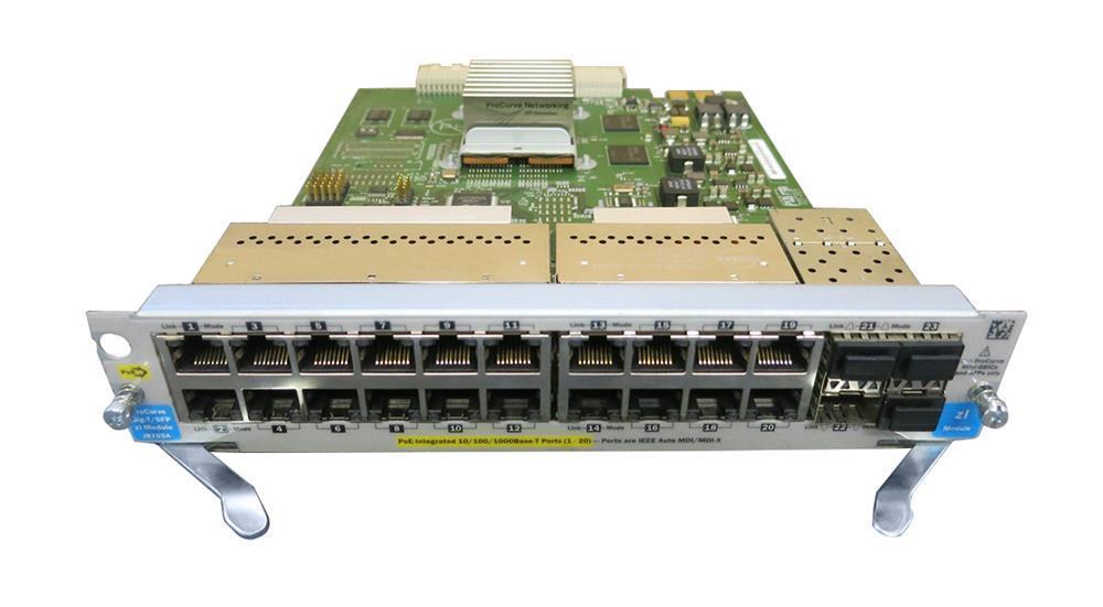 J8705A#ABB HP ProCurve 5400zl Series 20-Ports 10/100/1000 PoE Integrated Switch Expansion Module + 4 Mini-GBIC (Refurbished)