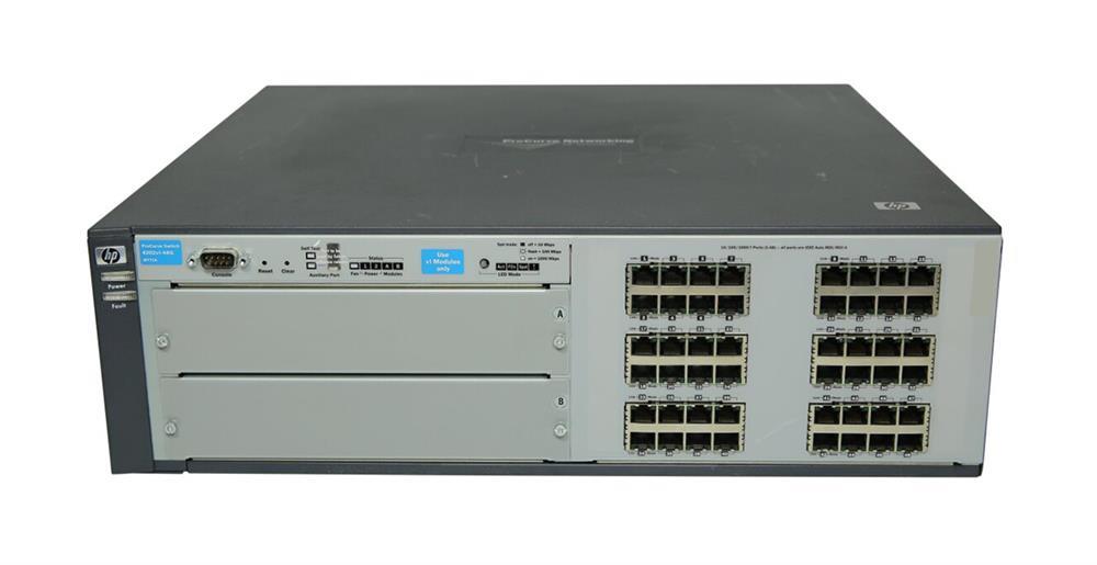 J8771A#ABA HP ProCurve 4202vl-48G 48-Ports RJ-45 Gigabit Ethernet Switch Chassis 48 x 10/100/1000Base-T Rack Mountable LAN (Refurbished)