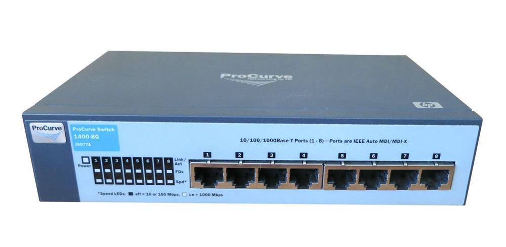 J9077-61001 HP ProCurve 1400-8G Unmanaged Gigabit Ethernet Switch 8 x 10/100/1000Base-T LAN (Refurbished)