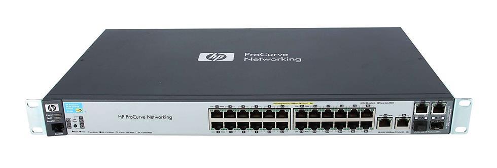 J9138A HP ProCurve E2520-24-PoE Ethernet Switch 2x SFP (mini-GBIC) Shared 2x 10/100/1000Base-T 24x 10/100Base-TX LAN (Refurbished)