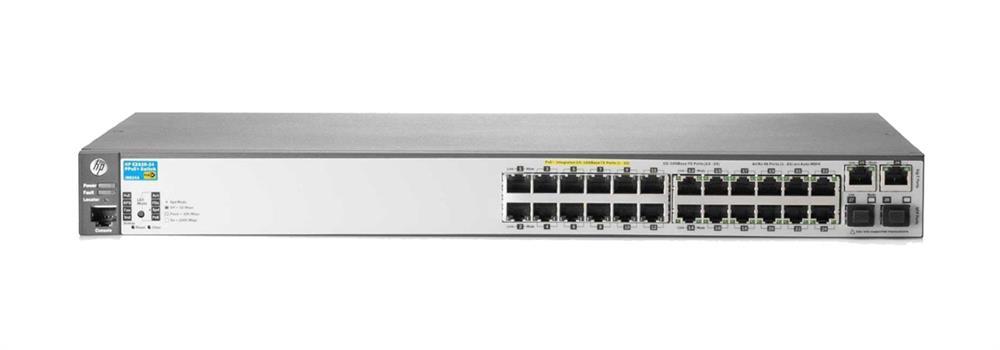 J9624A-61001 HP 12-Ports 10/100Base-TX RJ-45 PoE+ 12-Ports 10/100Base-TX RJ-45 Manageable Rack-mountable Ethernet Switch with 2x 10/100/1000Base-T RJ-45 Uplink Ports and 2x SFP (mini-GBIC) Ports (Refurbished)