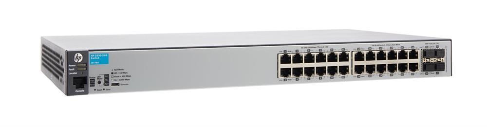 J9776A HP Procurve 2530 24G 24-Ports RJ-45 10/100/1000-T Manageable Layer 2 Rack-mountable with 4x Gigabit SFP Desktop Wall-mountable Switch (Refurbished)