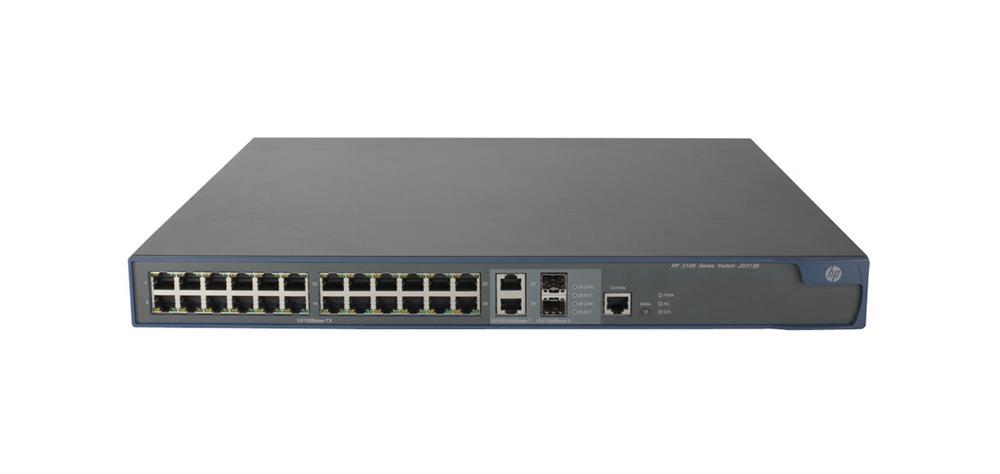 JD313B#ABA HP 3100-24-POE V2 EI Switch 22 Ports Manageable 24 x POE 2 x RJ-45 2 x Expansion Slots 10/100/1000Base-T 10/100Base-TX PoE Ports Rack-mount (Refurbished)