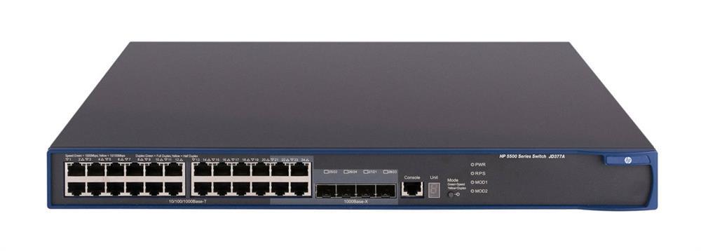 JD377-61201 HP A5500-24G Ei 24-Ports 10/100/1000 RJ-45 Manageable Layer4 Rack-mountable Gigabit Switch with 4x Shared SFP Ports (Refurbished)