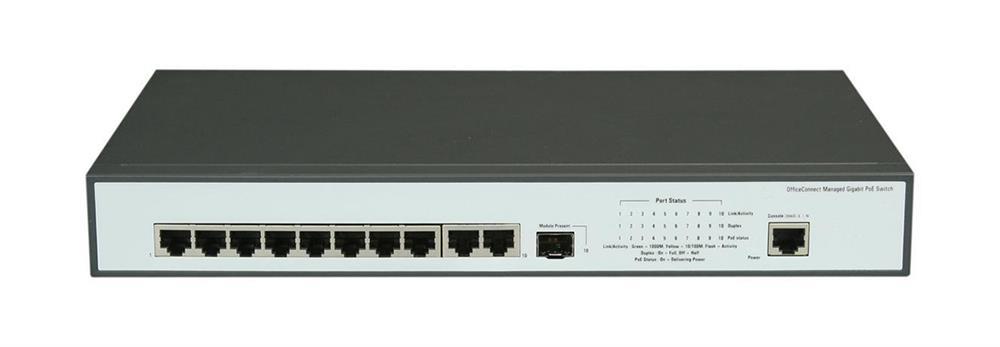 JD864A#ABA HP V1905-10G-PoE Ethernet Switch 10-Ports 1 Slot 10 10/100/1000Base-T 1 x SFP (mini-GBIC) (Refurbished)