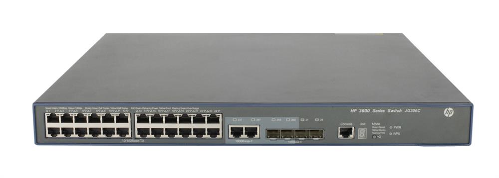 JG306C HP 3600-24-PoE+ v2 SI Switch 24 Network 4 Expansion Slot 2 Network Manageable Twisted Pair Optical Fiber 3 Layer Supported 1U High Rack-moun (Refurbished)