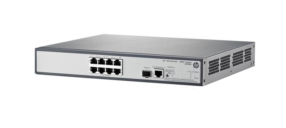 JG349A#ABA HP 1910-8G-PoE+ (65W) Switch 8-Ports Manageable 8 x POE+ 8 x RJ-45 1 x Expansion Slots 10/100/1000Base-T PoE Ports Desktop Rack-mountable ( (Refurbished)