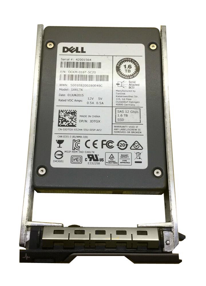 JDTGX Dell 1.6TB MLC SAS 12Gbps Mixed Use 2.5-inch Internal Solid State Drive (SSD)