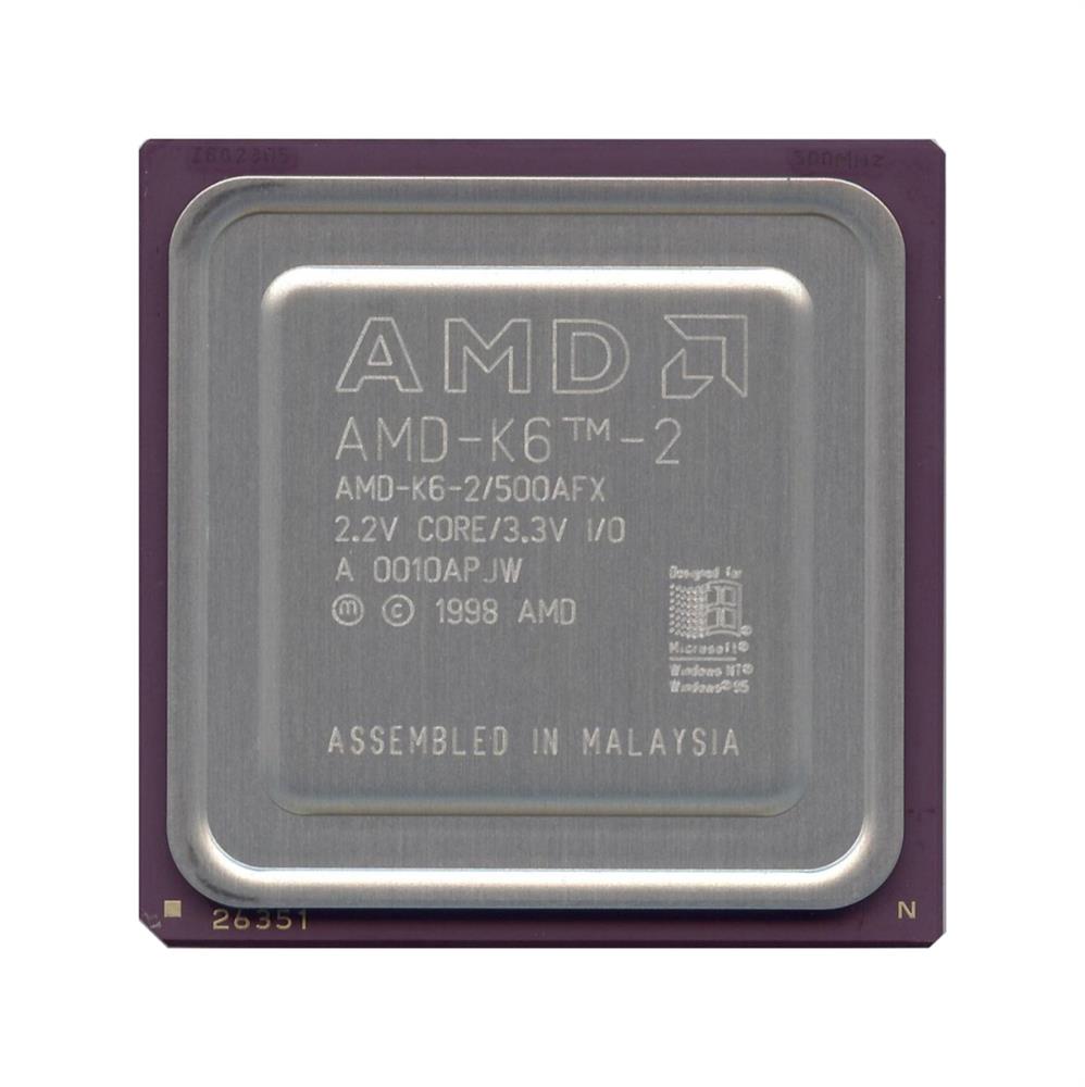 K6-2/500AFX AMD AMD-K6-2/500AFX 500Mz 100MHz Socket Super 7 Processor