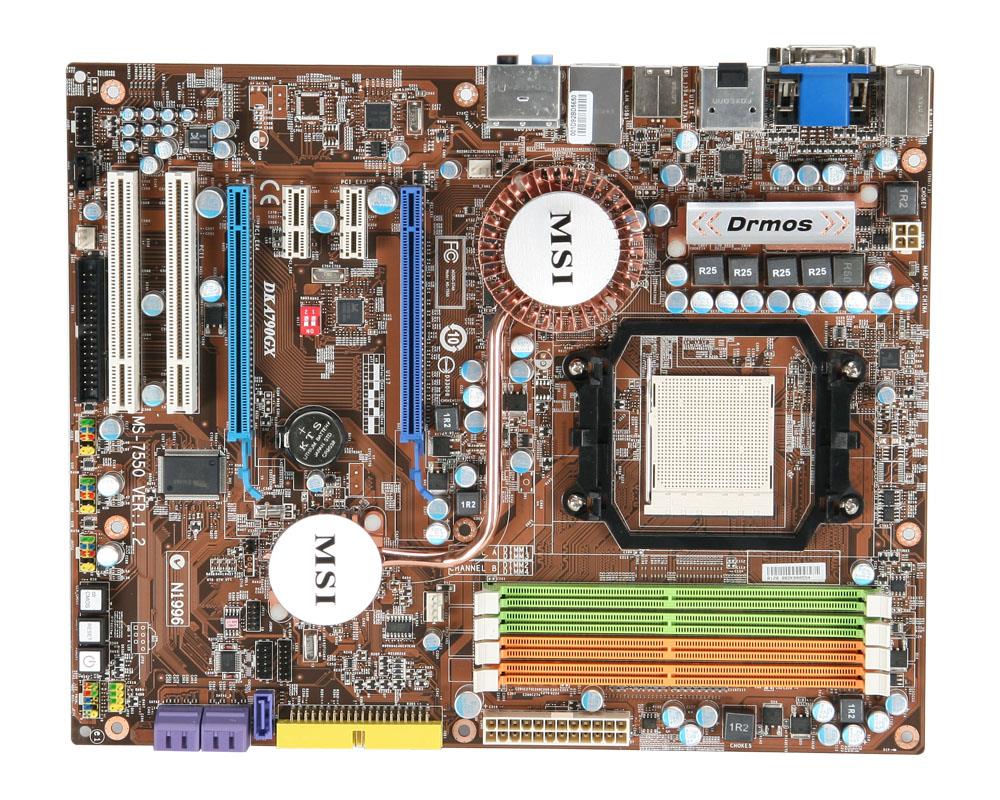 KA790GX MSI Socket AM2+ AMD 790GX + SB750 Chipset AMD Phenom X4/ Phenom X3/ AMD Athlon 64 FX/ Athlon 64 X2/ Athlon 64/ AMD Sempron Processors Support DDR2 4x DIMM 5x SATA 3.0Gb/s ATX Motherboard (Refurbished)