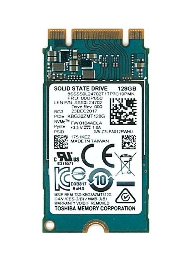 KBG30ZMT128G Toshiba BG3 Series 128GB TLC PCI Express 3.0 x2 NVMe M.2 1620 Internal Solid State Drive (SSD)