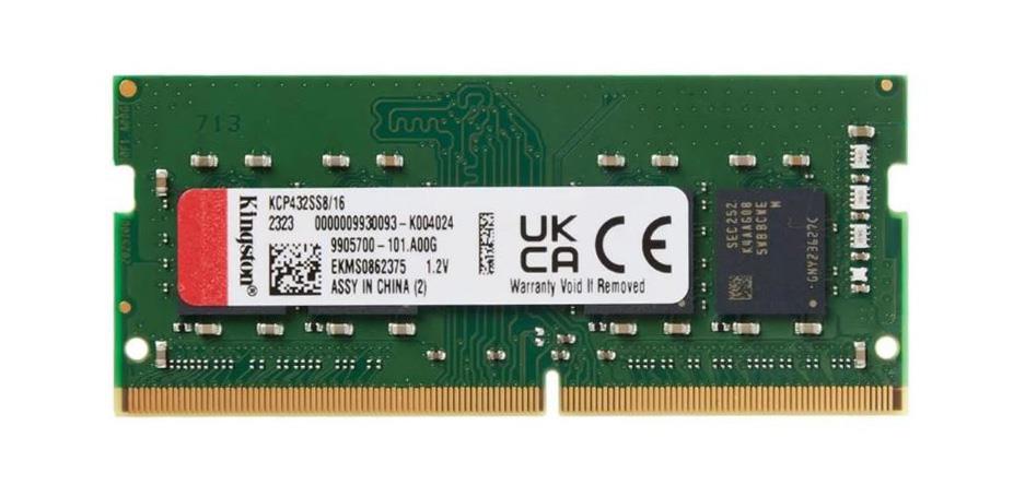 KCP432SS8/16 Kingston 16GB PC4-25600 DDR4-3200MHz non-ECC Unbuffered CL22 260-Pin SoDimm 1.2V Single Rank Memory Module