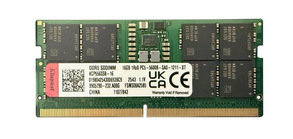 KCP556SS8-16 Kingston 16GB PC5-44800 DDR5-5600MHz Non-ECC CL46 262-Pin SoDIMM 1.1V Single Rank Memory Module