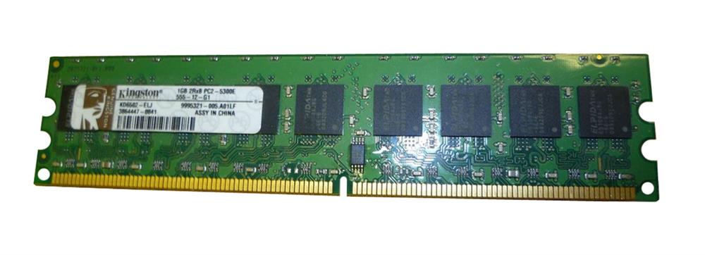 KD6502-ELJ Kingston 1GB PC2-5300 DDR2-667MHz ECC Unbuffered CL5 240-Pin DIMM Dual Rank Memory Module