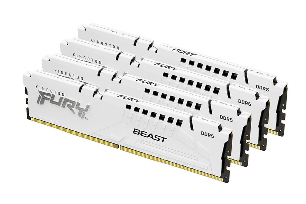 KF52BWK128 Kingston Fury Beast White 128GB Kit (4 X 32GB) PC5-41600 DDR5-5200MHz Non-ECC Unbuffered CL40 288-Pin DIMM 1.25V Dual Rank Memory