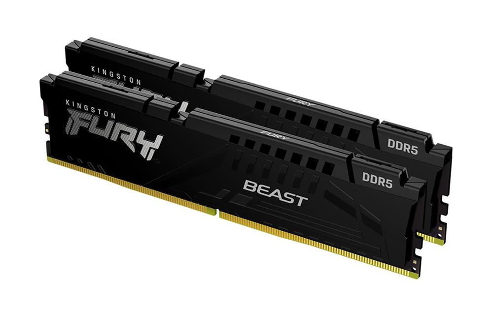 KF552C36BBEK2-64 Kingston FURY Beast Black 64GB Kit (2 x 32GB) PC5-41600 DDR5-5200MHz Non-ECC Unbuffered CL36 (36-40-40) 288-Pin DIMM 1.25V Single Rank Memory KF552BEK64