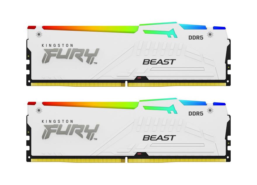 KF552C36BWEAK2-64 Kingston FURY Beast White 64GB Kit (2 X 32GB) PC5-41600 DDR5-5200MHz Non-ECC Unbuffered CL36 288-Pin DIMM 1.25V Dual Rank Memory Module