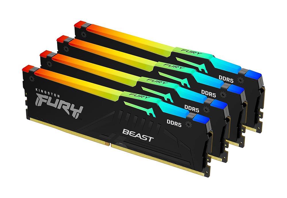 KF552C40BBAK4-64 Kingston FURY Beast Black 64GB Kit (4 X 16GB) PC5-41600 DDR5-5200MHz Non-ECC Unbuffered CL40 288-Pin 1.25V Dual Rank Memory