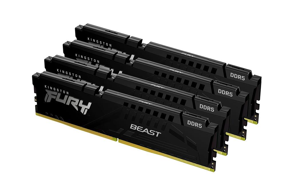 KF552C40BBK4-128 Kingston FURY Beast 128GB Kit (4 x 32GB) PC5-41600 DDR5-5200MHz Non-ECC Unbuffered CL40 288-Pin DIMM 1.25V Dual Rank Memory