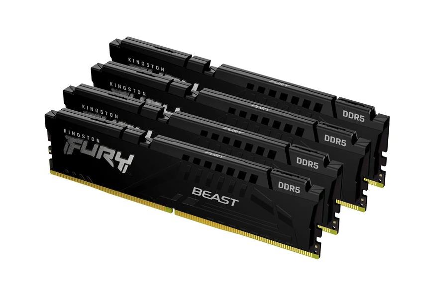 KF552C40BBK4-64 Kingston FURY Beast 64GB Kit (4 X16GB) PC5-41600 DDR5-5200MHz Non-ECC Unbuffered CL40 288-Pin DIMM 1.25V Single Rank Memory Module