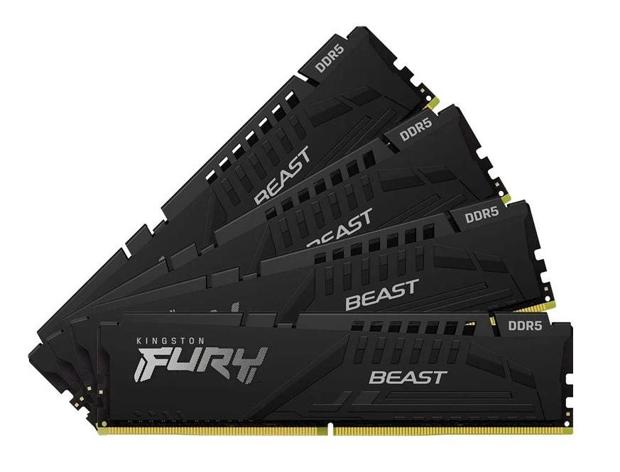 KF552C40BBK4 Kingston FURY Beast 128GB Kit (4x32GB) PC5-44800 DDR5-5200Mhz Non-ECC 288-Pin UDIMM 1.1V Rank Memory Module