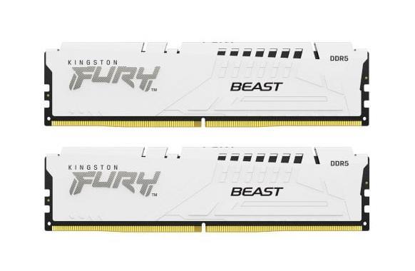 KF552C40BWAK2-64 Kingston FURY Beast White 64GB Kit (2 X 32GB) PC5-41600 DDR5-5200MHz Non-ECC Unbuffered CL36 288-Pin DIMM 1.25V Single Rank Memory Module