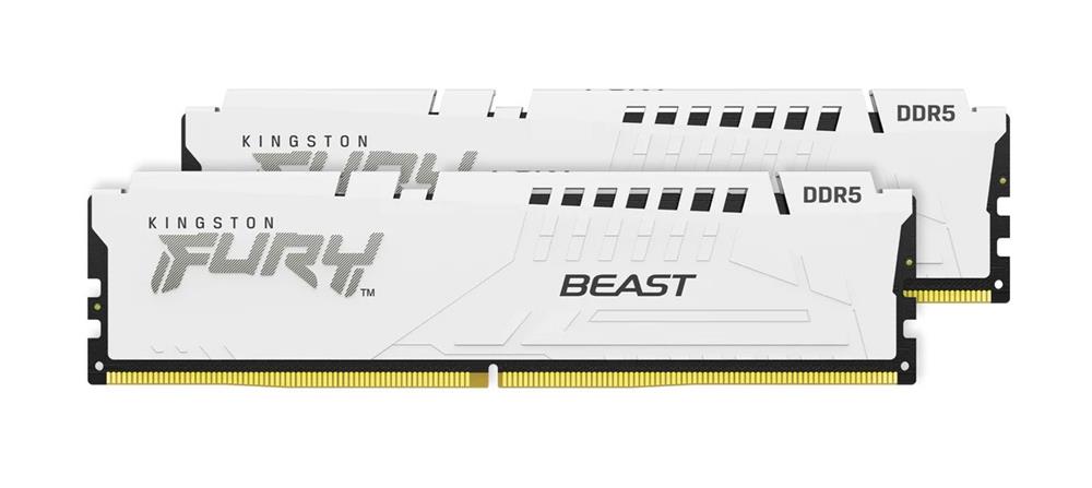 KF552C40BWK2-32 Kingston FURY Beast White 32GB Kit (2 X 16GB) PC5-41600 DDR5-5200MHz Non-ECC Unbuffered CL40 288-Pin DIMM 1.25V Single Rank Memory Module