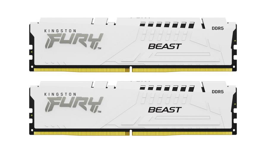 KF552C40BWK2-64 Kingston FURY Beast White 64GB Kit (2 X 32GB) PC5-41600 DDR5-5200MHz Non-ECC Unbuffered CL40 288-Pin DIMM 1.25V Dual Rank Memory Module