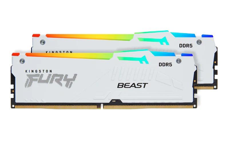KF556C36BWEAK2-64 Kingston FURY Beast White 64GB Kit (2 X 32GB) PC5-48000 DDR5-5600MHz Non-ECC Unbuffered CL36 288-Pin DIMM 1.25V Dual Rank Memory