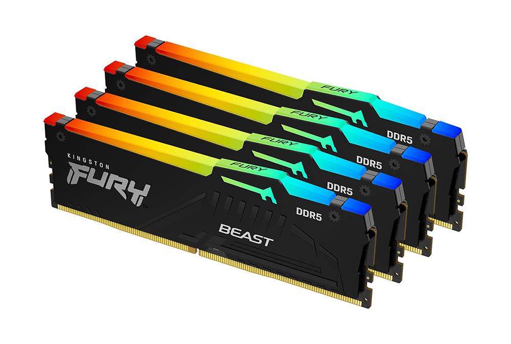 KF556C40BBAK4-128 Kingston FURY Beast Black 128GB Kit (4 X 32GB) PC5-44800 DDR5-5600MHz Non-ECC Unbuffered CL40 288-Pin DIMM 1.25V Dual Rank Memory Module