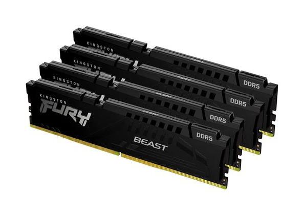 KF556C40BBK4-128 Kingston FURY Beast Black 128GB Kit (4 X 32GB) PC5-44800 DDR5-5600MHZ Non-ECC Unbuffered CL40 288-Pin DIMM 1.25V Dual Rank Memory