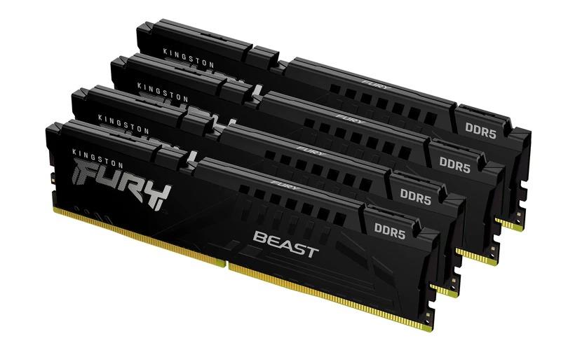 KF556C40BBK4-64 Kingston FURY Beast Black 64GB Kit (4 X 16GB) PC5-44800 DDR5-5600MHz Non-ECC Unbuffered CL40 288-Pin DIMM 1.25V Single Rank Memory